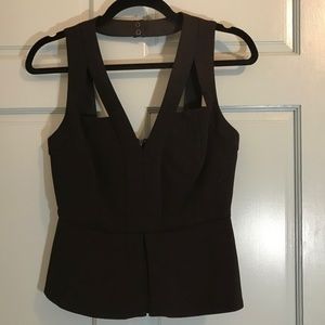 NWT BCBGMAXAZRIA Hailee V-Neck Cutout Peplum Top